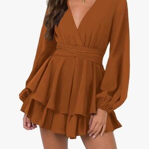 Elegant Brown Long Sleeve Dress